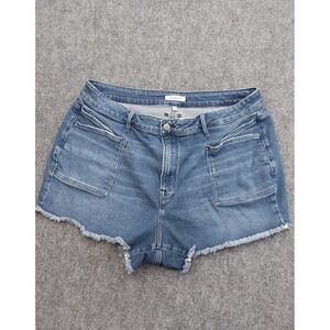 Good American Denim Shorts 18 Blue Jean Cut Off‎ Fray Hem Stretch 3" inseam